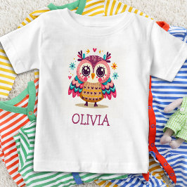 かわいいカラフルなファンタジーミソサザイの赤ちゃん ベビーTシャツ