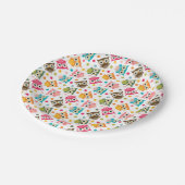 かわいいカラフルなフクロウの模様 ペーパープレート (アングル)