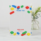 かわいいカラフルなブロックの建築おもちゃの子供たち サンキューカード (スタンド正面)