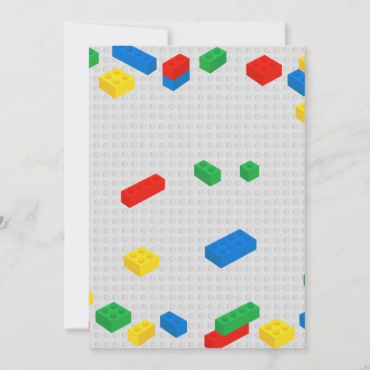 かわいいカラフルなブロック建築おもちゃの子供たち サンキューカード (裏面)