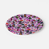 かわいいカラフルなペイズリー柄 ペーパープレート (アングル)