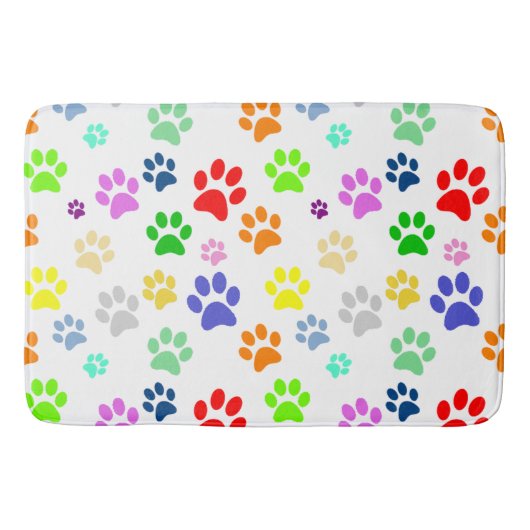 かわいいカラフルなペットの足型 バスマット (正面)