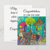 かわいいカラフルなホームスイートホームのグリーティングカード 招待状 (正面/裏面)