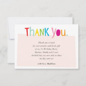 かわいいカラフルなモダンなタイポグラフィーで「ありがとう」 サンキューカード (正面)