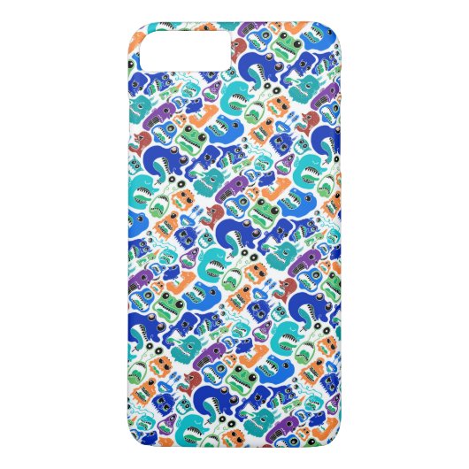 かわいいカラフルなモンスターの顔のパターン Case-Mate iPhoneケース (裏面)