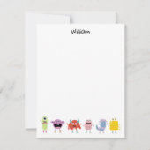 かわいいカラフルなモンスター 子供 おもしろ ノートカード (正面)