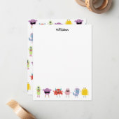 かわいいカラフルなモンスター 子供 おもしろ ノートカード (正面/裏面インサイチュ)