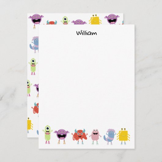 かわいいカラフルなモンスター 子供 おもしろ ノートカード (正面/裏面)