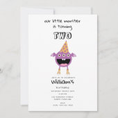 かわいいカラフルなモンスター　楽しい子供の誕生日パーティー 招待状 (正面)