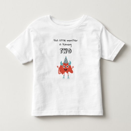 かわいいカラフルなモンスター　面白い男の子の誕生日パーティー トドラーTシャツ (正面)