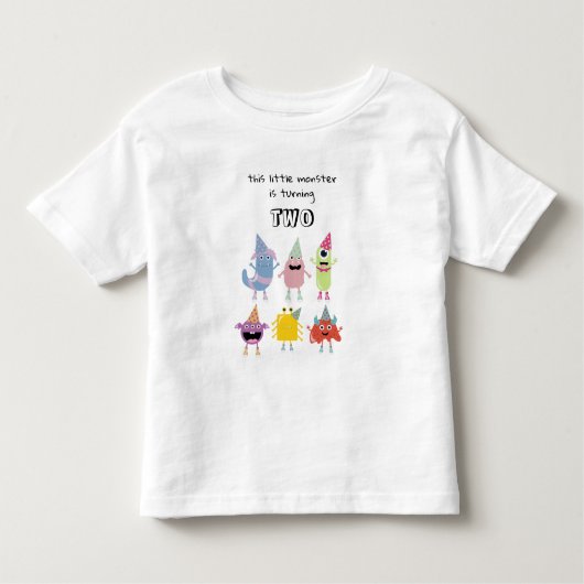 かわいいカラフルなモンスター　面白い男の子の誕生日パーティー トドラーTシャツ (正面)