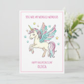 かわいいカラフルなユニコーン！魔法のピンクの女の子のバレンタイン！ シーズンカード (スタンド正面)