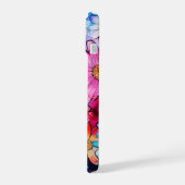 かわいいカラフルなヴィンテージの花のアート iPhone 15ケース (左側面)