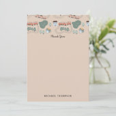 かわいいカラフルな列車の鉄道トラック子供用パターン サンキューカード (スタンド正面)