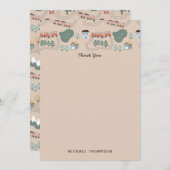 かわいいカラフルな列車の鉄道トラック子供用パターン サンキューカード (正面/裏面)