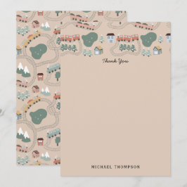 かわいいカラフルな列車の鉄道トラック子供用パターン サンキューカード