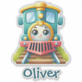 かわいいカラフルな列車 シール (正面)