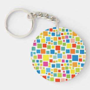かわいいカラフルな四角形のパターン キーホルダー