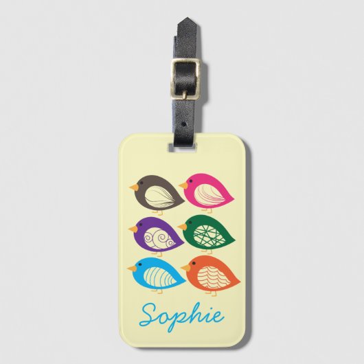 かわいいカラフルな変わった鳥 ラゲッジタグ (正面縦)