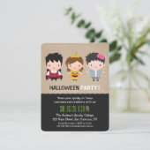 かわいいカラフルな子供たちのハロウィンパーティー招待状 招待状 (スタンド正面)