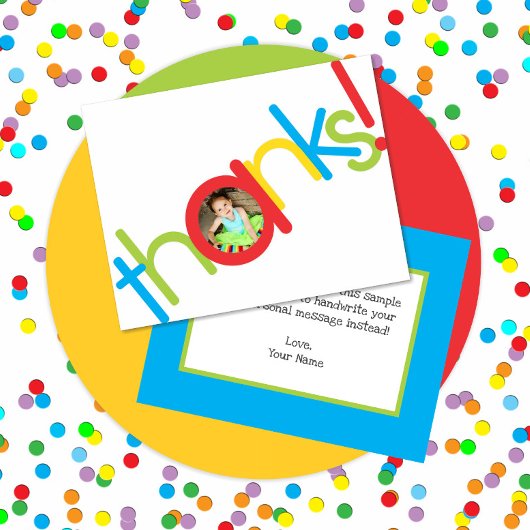 かわいいカラフルな子供の写真ありがとうカード サンキューカード