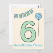 かわいいカラフルな子供の6歳の誕生日ポストカード ポストカード (正面/裏面)
