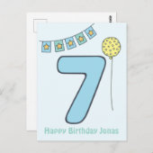 かわいいカラフルな子供の7歳の誕生日ポストカード ポストカード (正面/裏面)