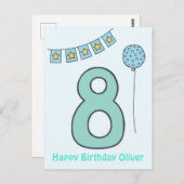 かわいいカラフルな子供の8歳の誕生日ポストカード ポストカード (正面/裏面)