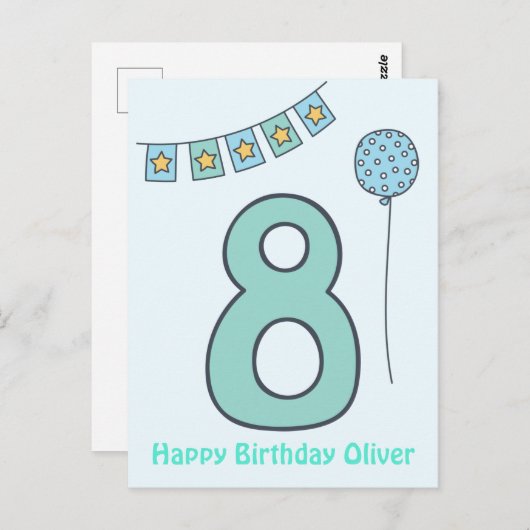 かわいいカラフルな子供の8歳の誕生日ポストカード ポストカード (正面/裏面)