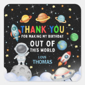 かわいいカラフルな宇宙のかんしゃBirthday スクエアシール (正面)