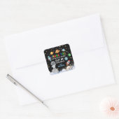 かわいいカラフルな宇宙のかんしゃBirthday スクエアシール (封筒)