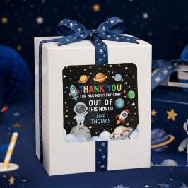 かわいいカラフルな宇宙のかんしゃBirthday スクエアシール