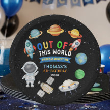かわいいカラフルな宇宙のスペースバースデー