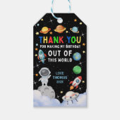 かわいいカラフルな宇宙の誕生日ありがとう ギフトタグ (正面)