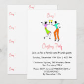 かわいいカラフルな家族と友達のクリスマス 招待状 (正面/裏面)