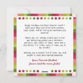 かわいいカラフルな小さいカバの先生への感謝 シーズンカード (裏面)