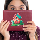 かわいいカラフルな小さな家 シール