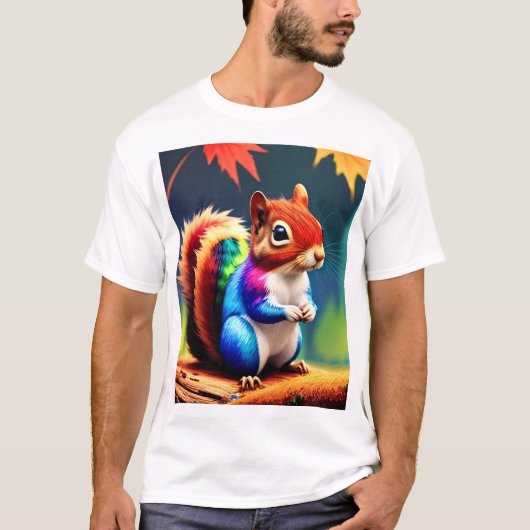 かわいいカラフルな座るリス-75463 Tシャツ (正面)