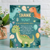 かわいいカラフルな恐竜の男の子の初めての誕生日 サンキューカード