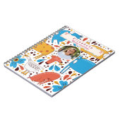 かわいいカラフルな手描き動物 オーダーネーム フォト ノートブック (左側)