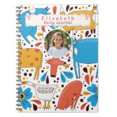 かわいいカラフルな手描き動物 オーダーネーム フォト ノートブック (正面)