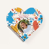 かわいいカラフルな手描き動物 オーダーネーム フォト ノートブック (正面)