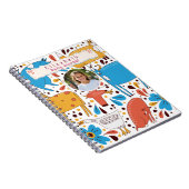 かわいいカラフルな手描き動物 カスタムネーム フォト ノートブック (右側)