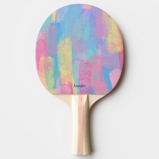 かわいいカラフルな抽象的な卓球ラケット（名前入り） 卓球ラケット (正面)