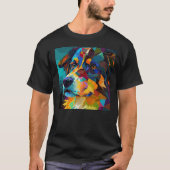 かわいいカラフルな抽象的な犬のTシャツ Tシャツ (正面)