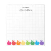かわいいカラフルな教師のアップリケ 名前入り ノートパッド (正面)