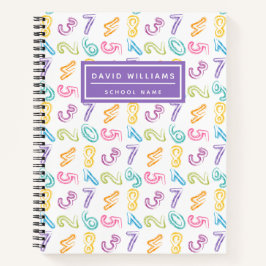 かわいいカラフルな数字のパターン子供の名前学校 ノートブック