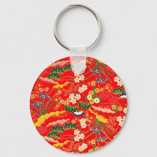 かわいいカラフルな日本の花柄 キーホルダー (正面)