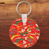 かわいいカラフルな日本の花柄 キーホルダー (正面)
