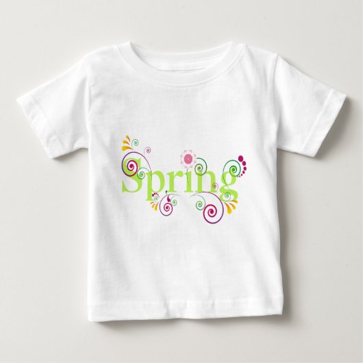 かわいいカラフルな春の植物 ベビーTシャツ (正面)
